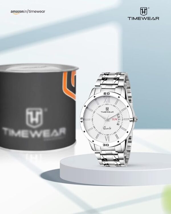 Analog Day Date Functioning Stainless Steel Chain Watch for Men